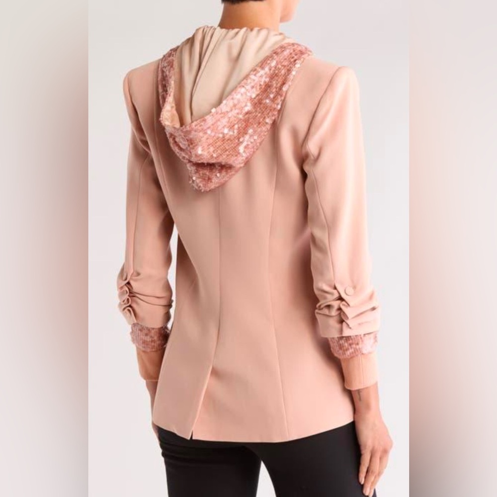 Cinq A Sept Pink Khloe Hooded Sequined Jacket Blazer  US 2 NWT - Picture 4 of 9